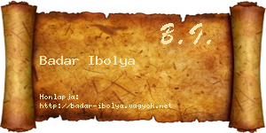 Badar Ibolya névjegykártya